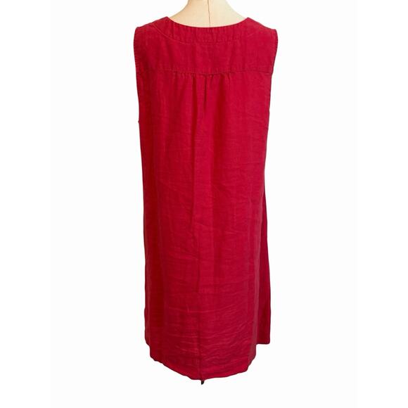 J Jill Linen Dress Womens Size Large Petite Red Coral Lagenlook Relaxed Casual - Picture 3 of 9